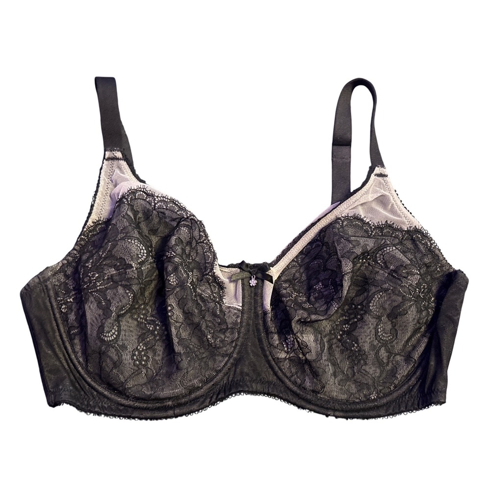Wacoal Retro Chic Full Figure Black Lace Underwire Bra 855186, Size 38DD